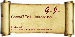 Gacsári Jakobina névjegykártya